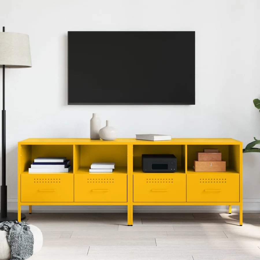 Meubles TV 2 pcs jaune moutarde 68x39x50,5 cm acier - 3