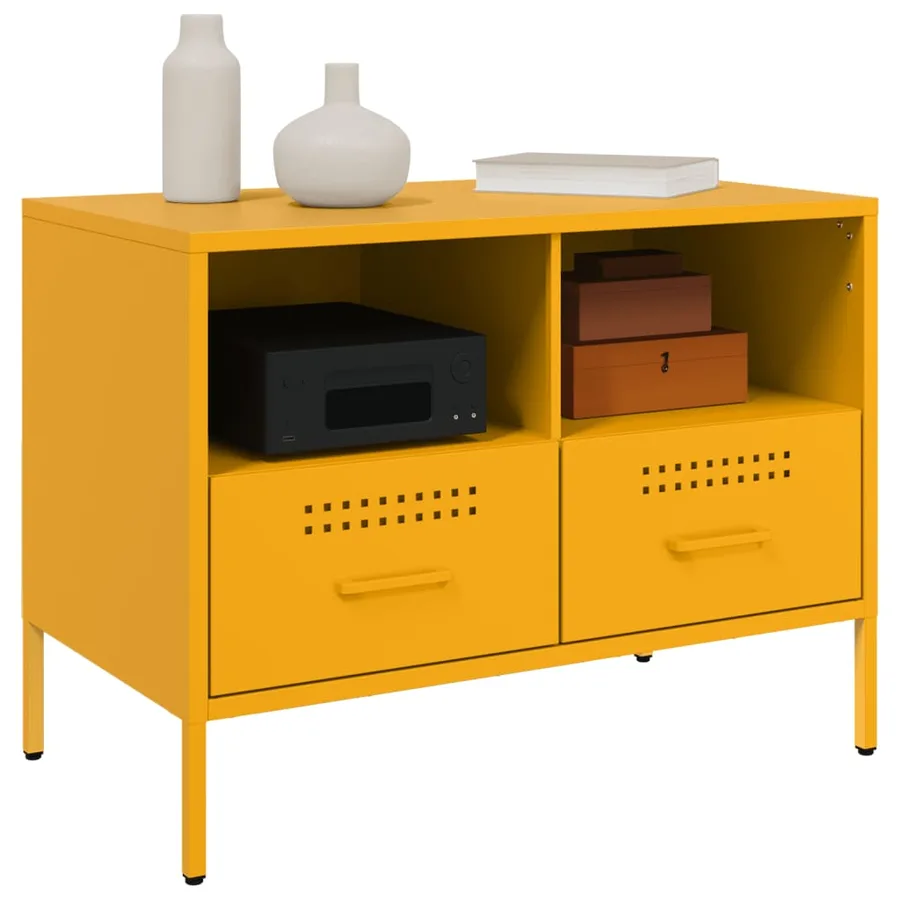 Meubles TV 2 pcs jaune moutarde 68x39x50,5 cm acier - 4