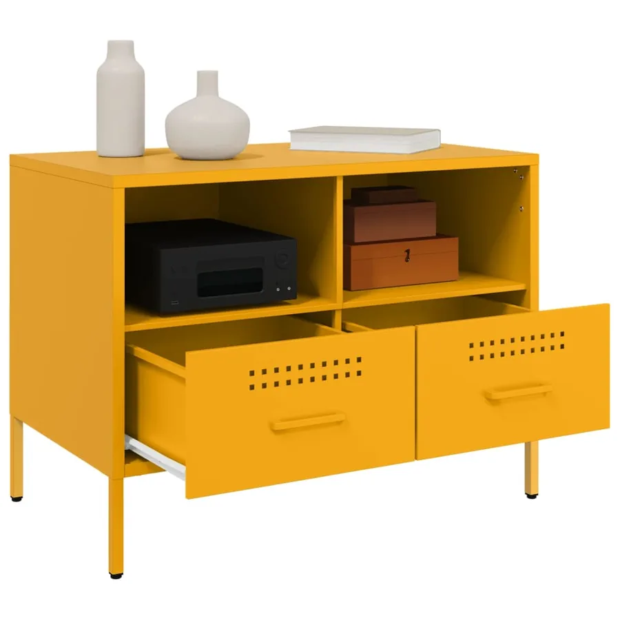 Meubles TV 2 pcs jaune moutarde 68x39x50,5 cm acier - 5