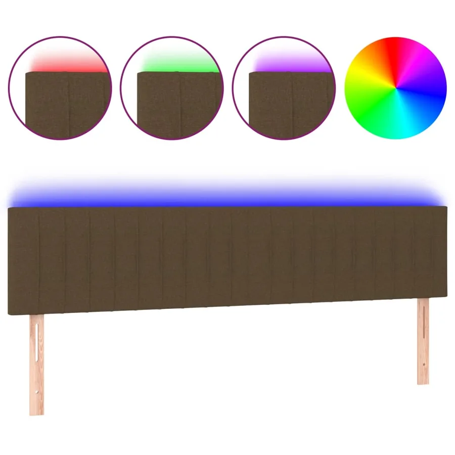 Tête de lit à LED Marron foncé 200x5x78/88 cm Tissu - 2