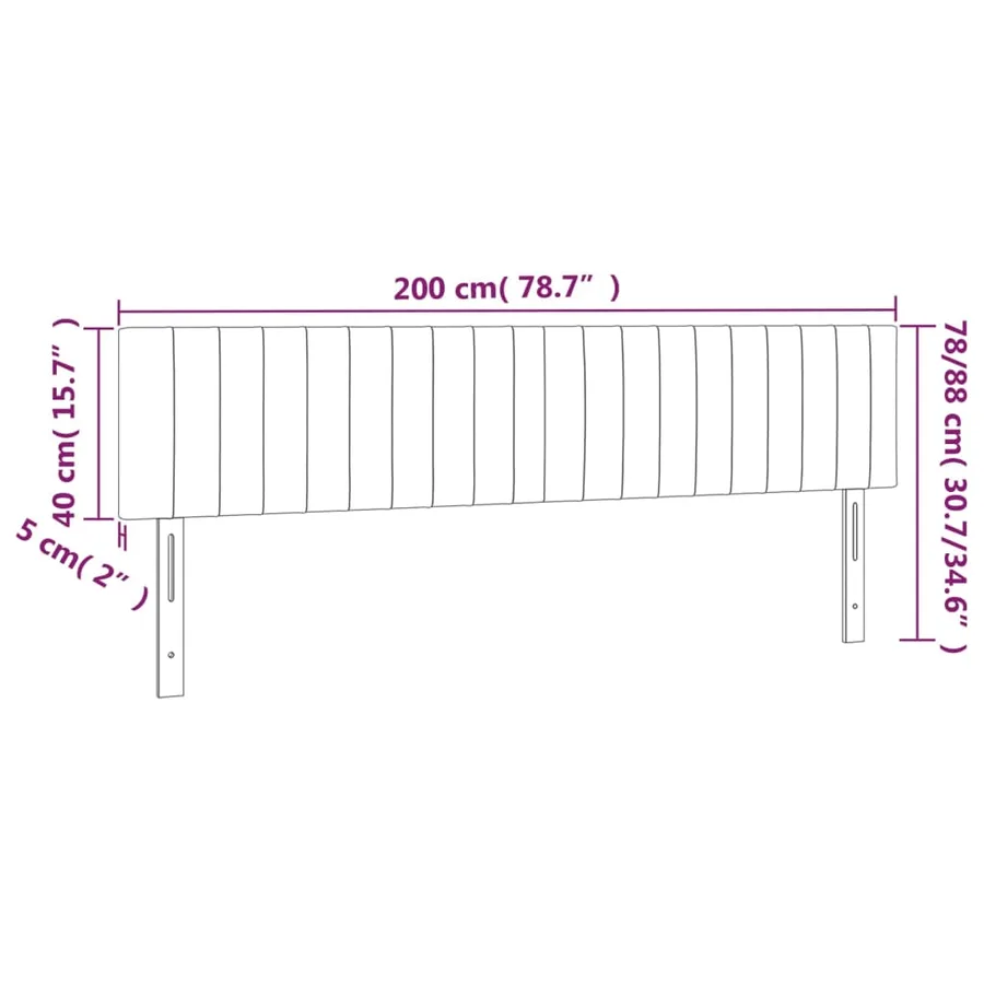 Tête de lit à LED Marron foncé 200x5x78/88 cm Tissu - 6
