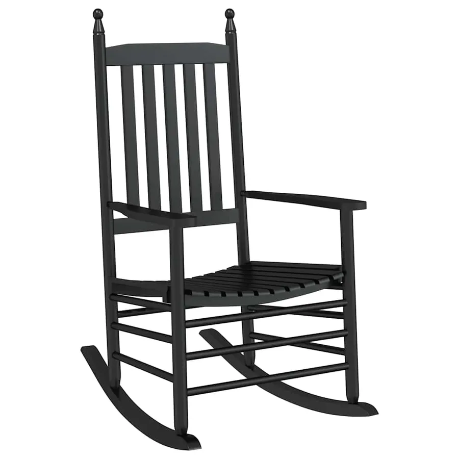 Chaises à bascule lot de 2 table pliable noir massif peuplier - 3