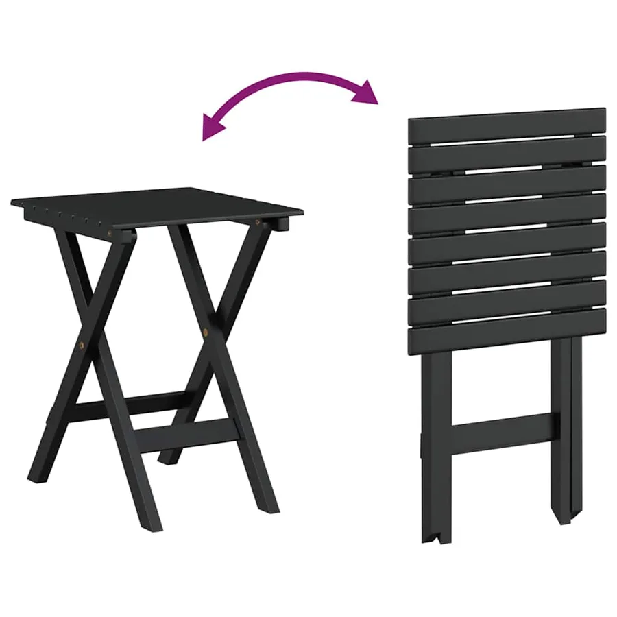 Chaises à bascule lot de 2 table pliable noir massif peuplier - 5