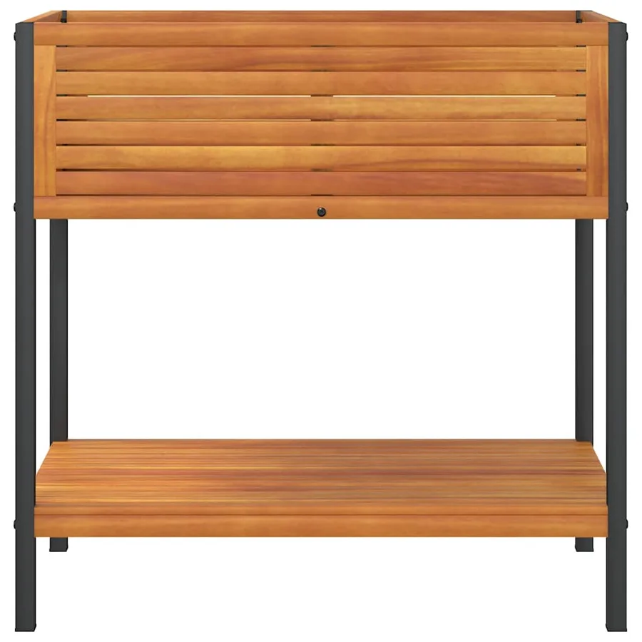Jardinière et étagère 80x45x80 cm bois massif d'acacia et acier - 4