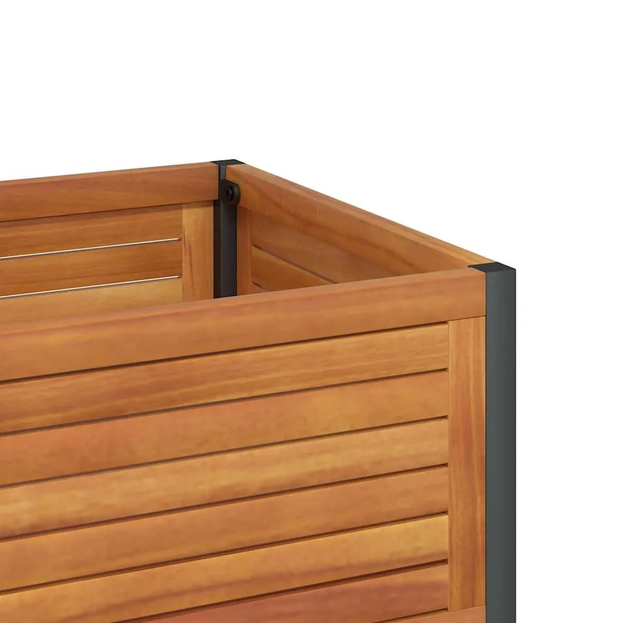 Jardinière et étagère 80x45x80 cm bois massif d'acacia et acier - 8
