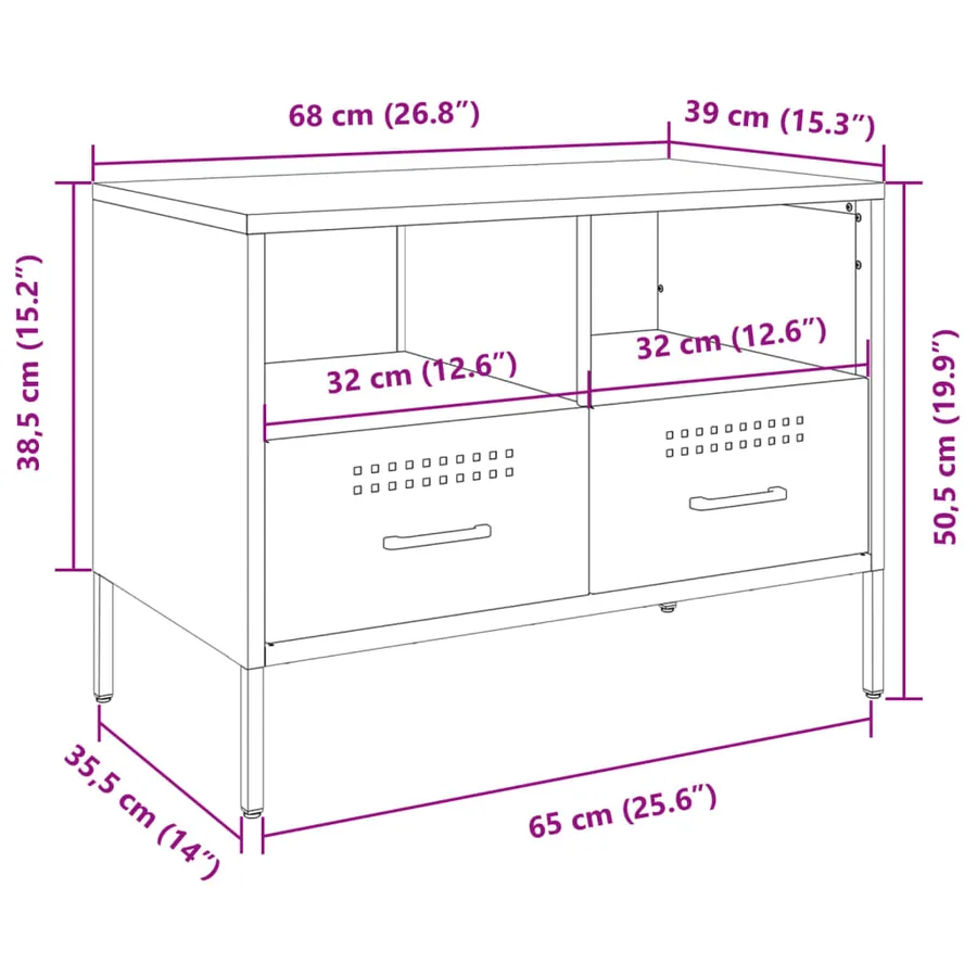 Meuble TV noir 68x39x50,5 cm acier - 13