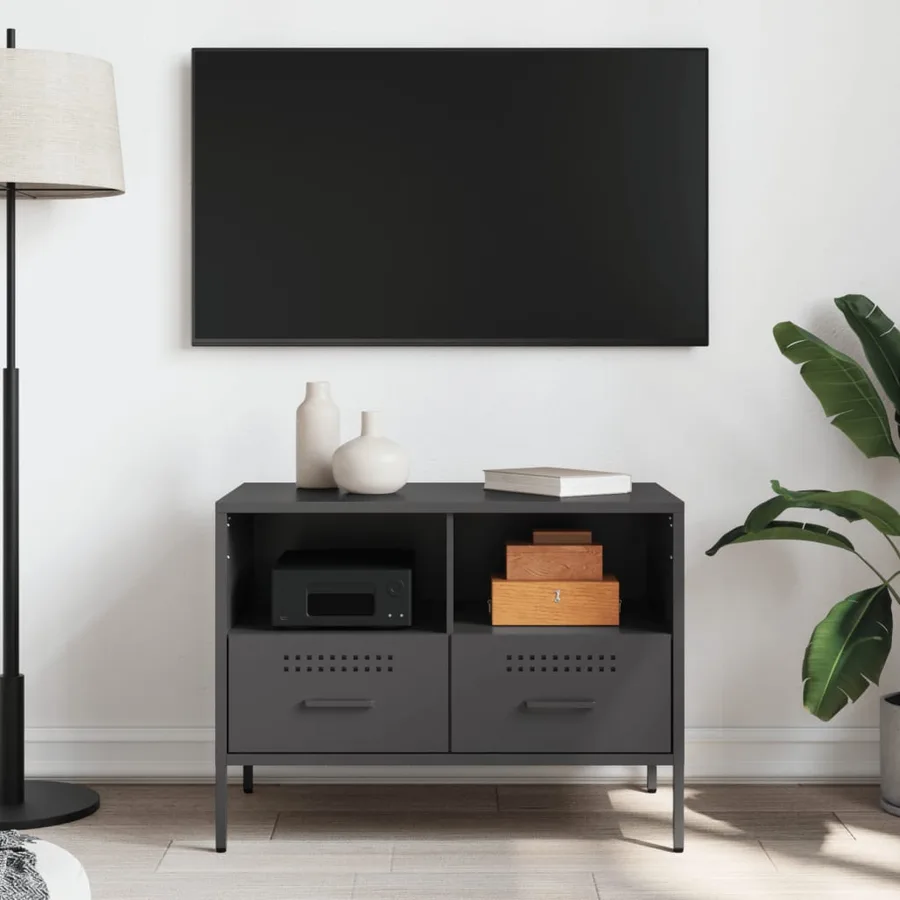 Meuble TV noir 68x39x50,5 cm acier - 3