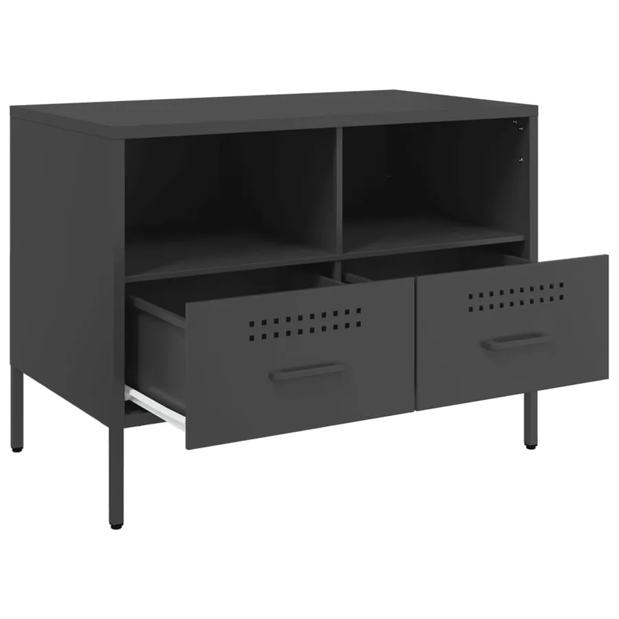 Meuble TV noir 68x39x50,5 cm acier - 9