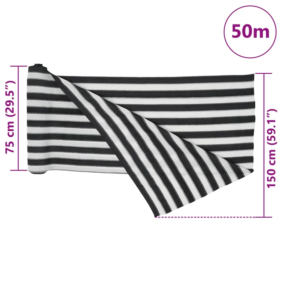 Filet brise-vue anthracite et blanc 1,5x50 m PEHD 150 g/m² - 8