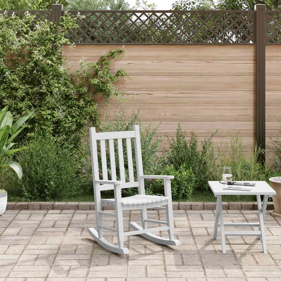 Chaise à bascule enfants blanc bois de peuplier massif - 3