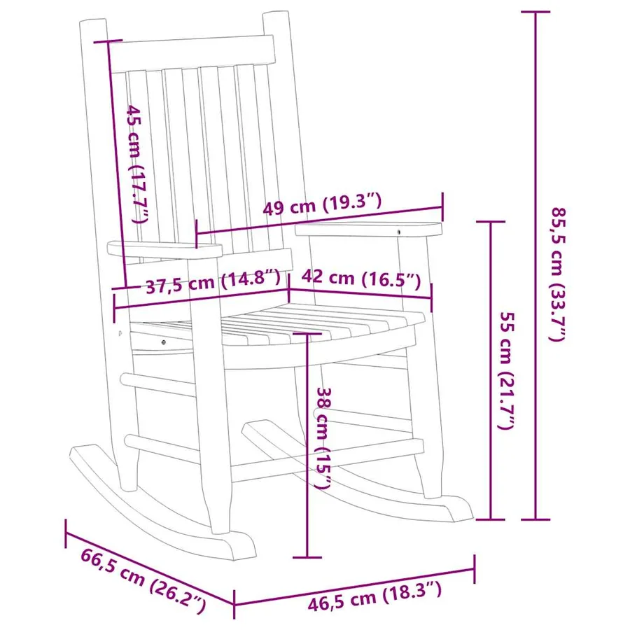 Chaise à bascule enfants blanc bois de peuplier massif - 8