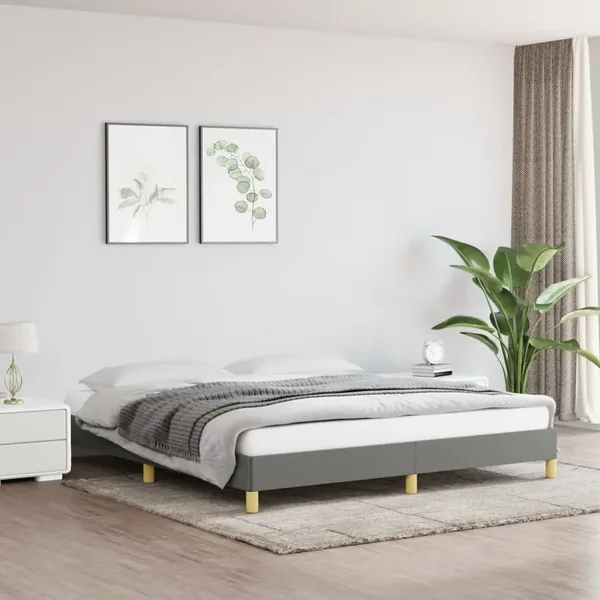 Cadre de lit sans matelas gris foncé 180x200 cm tissu