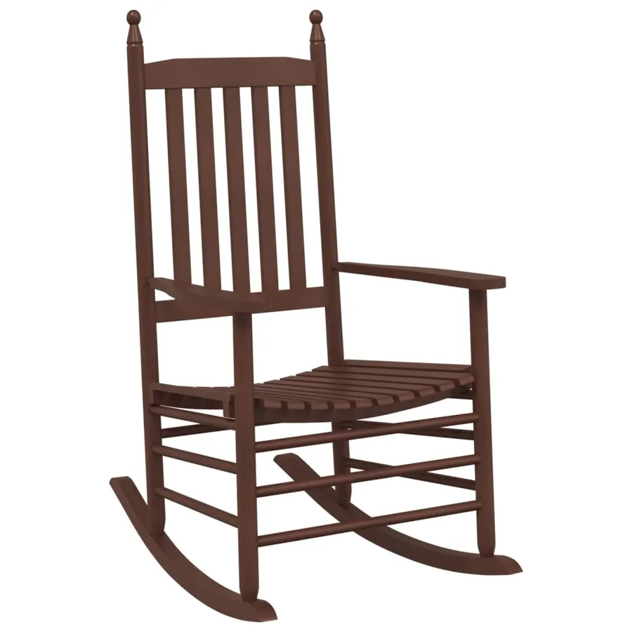 Chaise à bascule avec table pliable marron bois massif peuplier - 3