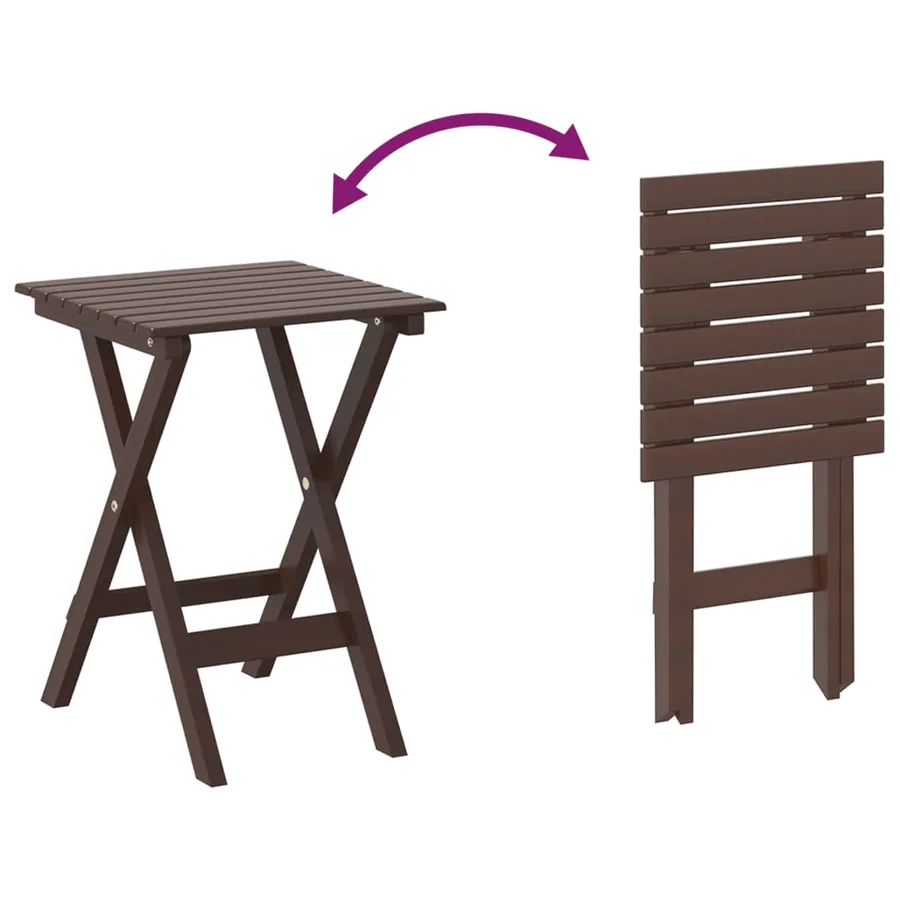 Chaise à bascule avec table pliable marron bois massif peuplier - 5