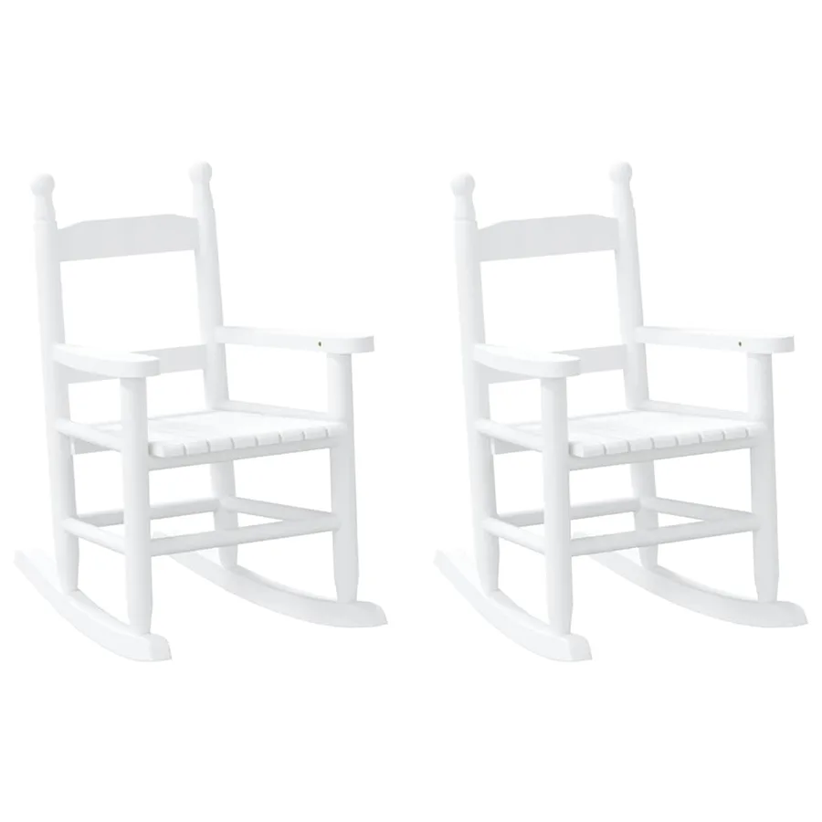 Chaises à bascule enfants lot de 2 blanc bois peuplier massif - 2