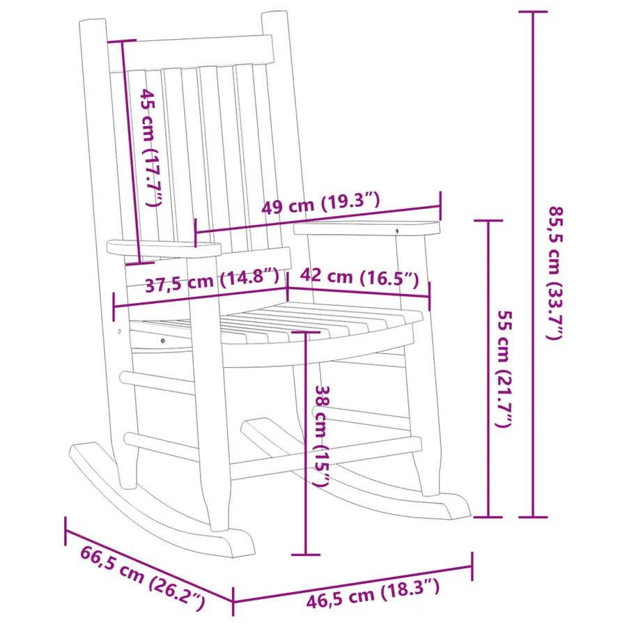 Chaises à bascule enfants lot de 2 blanc bois peuplier massif - 8