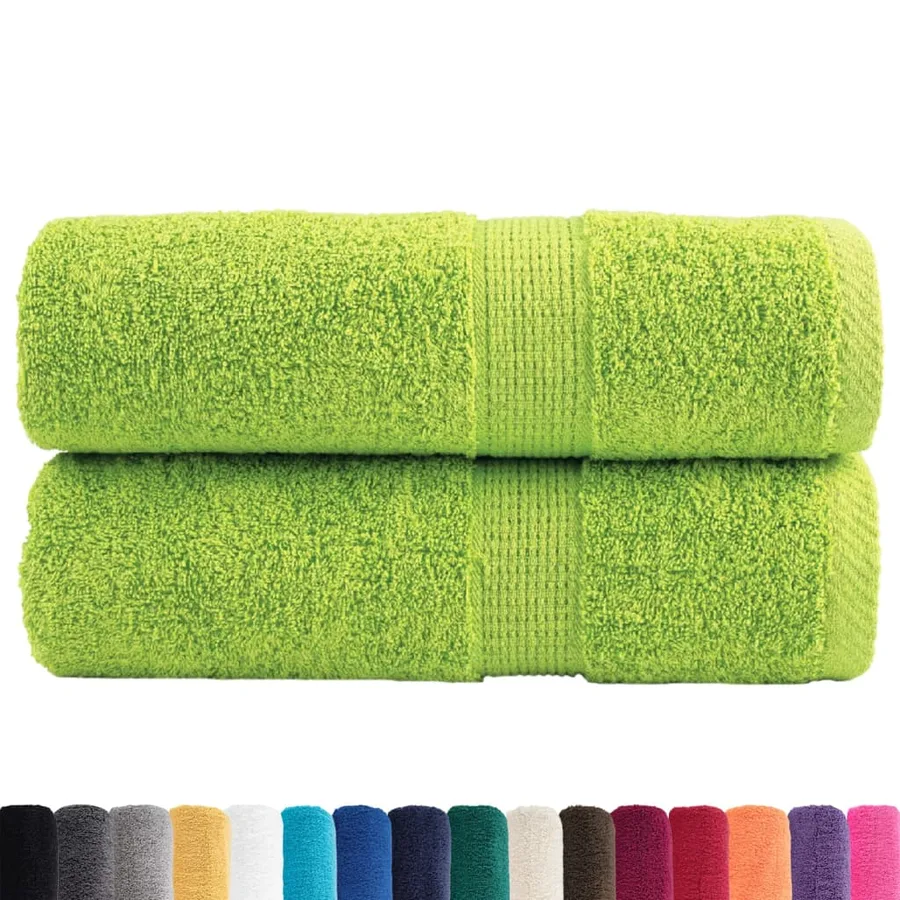 Serviettes de toilette Premium SOLUND 2 pièces Vert pomme 30 x 30 cm 600 g/m² - 2