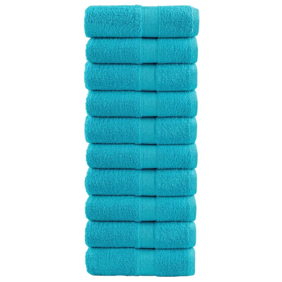 Serviettes de toilette premium SOLUND 10 pièces Turquoise 30 x 30 cm 600 g/m²