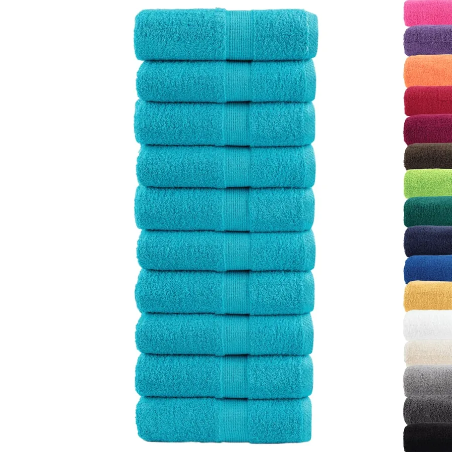 Serviettes de toilette premium SOLUND 10 pièces Turquoise 30 x 30 cm 600 g/m² - 2