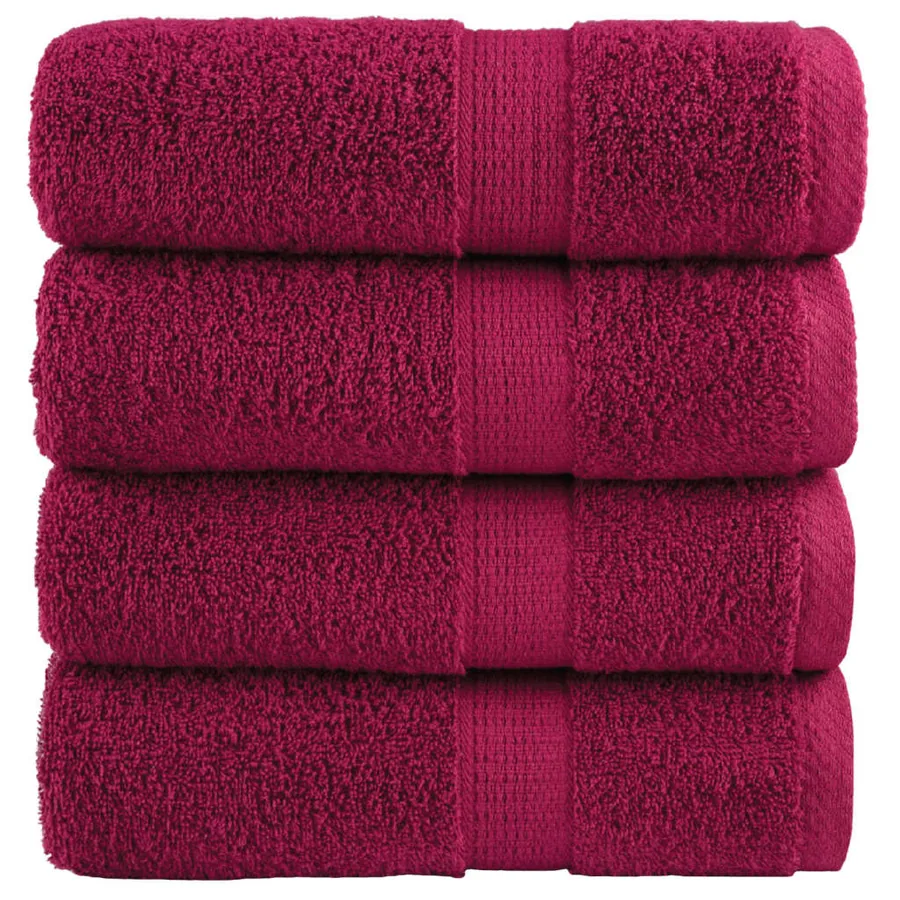 Serviettes de toilette premium SOLUND 4 pièces Bordeaux 30 x 30 cm 600 g/m²