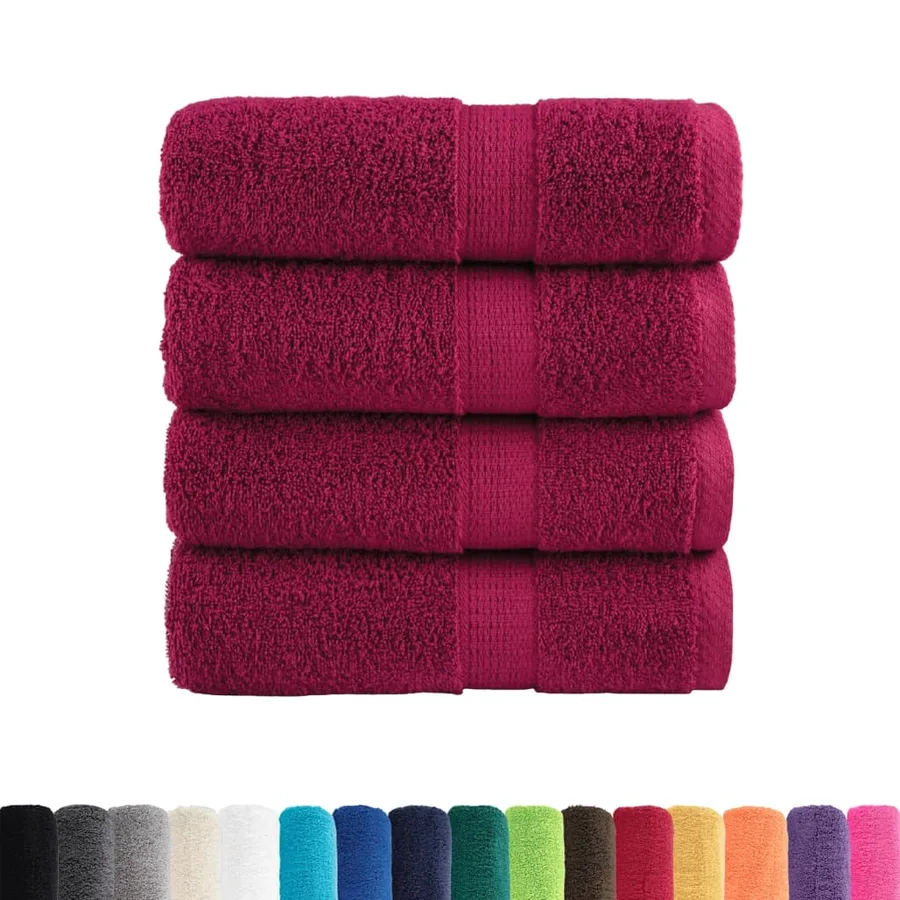 Serviettes de toilette premium SOLUND 4 pièces Bordeaux 30 x 30 cm 600 g/m² - 2