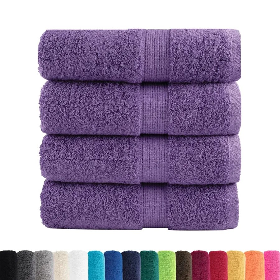 Serviettes de toilette Premium SOLUND 4 pièces Violet 30 x 30 cm 600 g/m² - 2