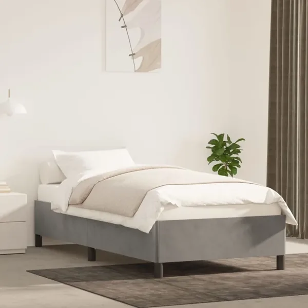 Cadre de lit sans matelas gris clair 90x200 cm velours
