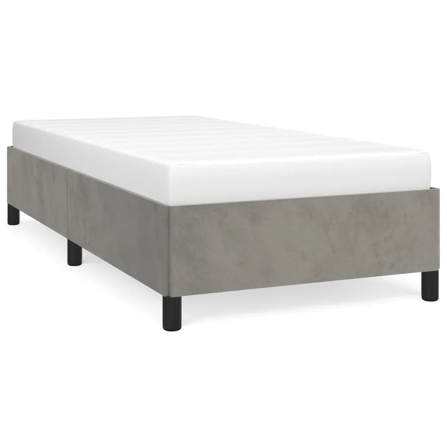 Cadre de lit sans matelas gris clair 90x200 cm velours - 2