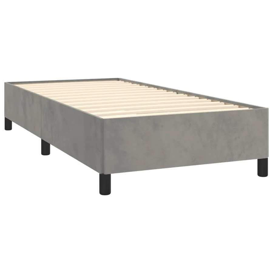 Cadre de lit sans matelas gris clair 90x200 cm velours - 4