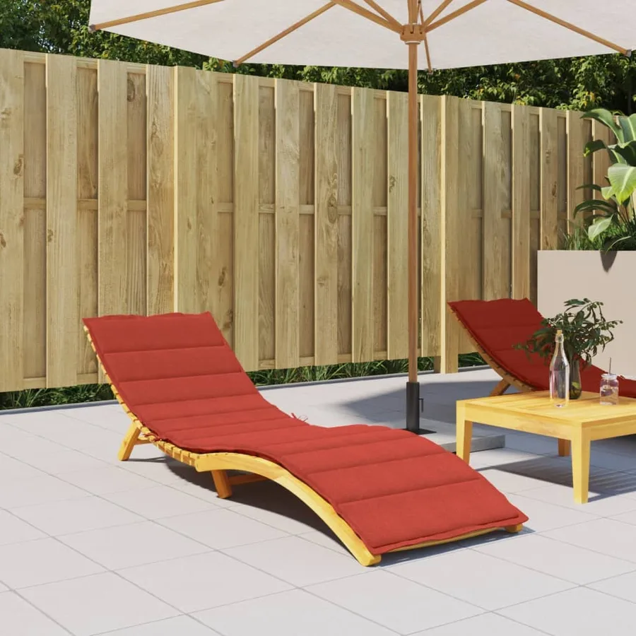 Coussin de chaise longue rouge mélangé 200x70x4 cm tissu - 3