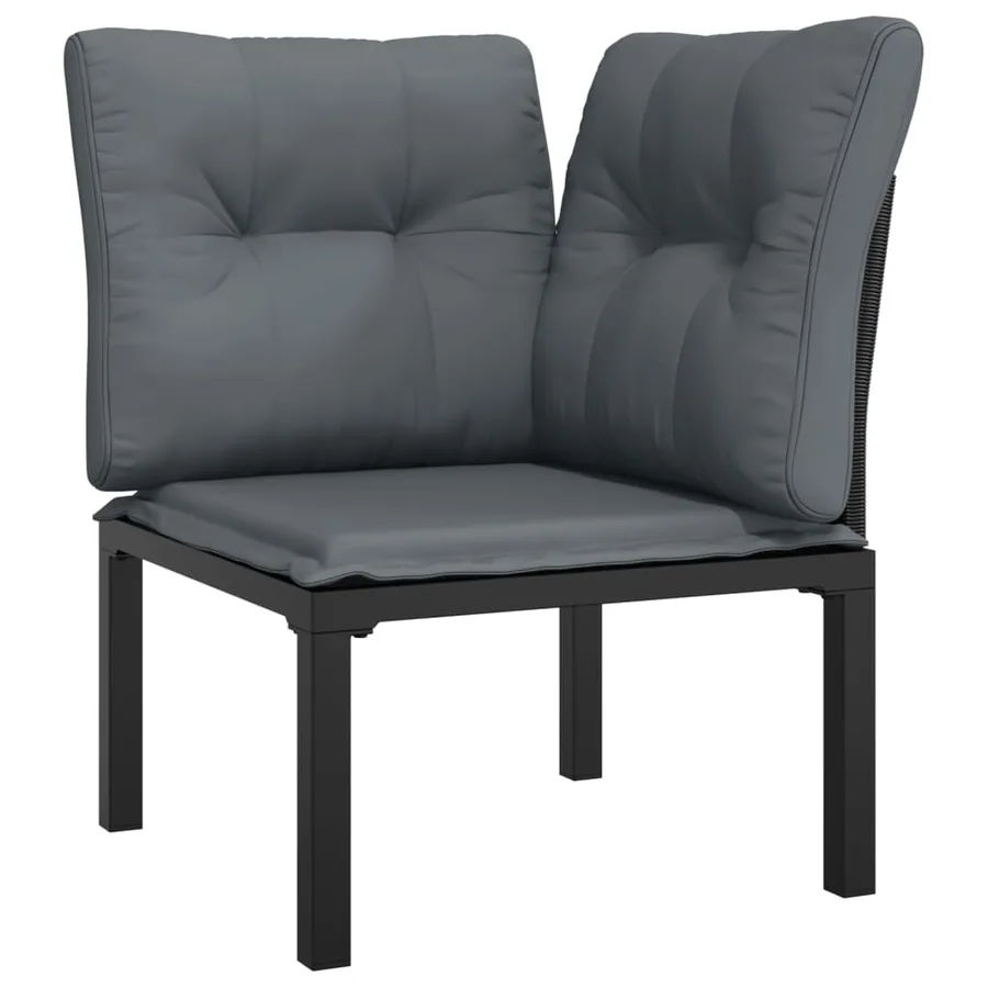 6 pcs Garden Lounge Set Black and Grey Poly Rattan - 4