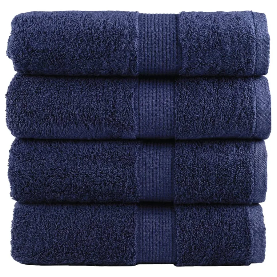 Serviettes de toilette premium SOLUND 4 pièces Bleu marine 30 x 30 cm 600 g/m²