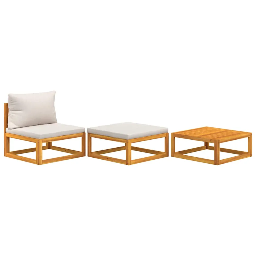 Salon de jardin 3 pcs avec coussins bois massif d'acacia - 2