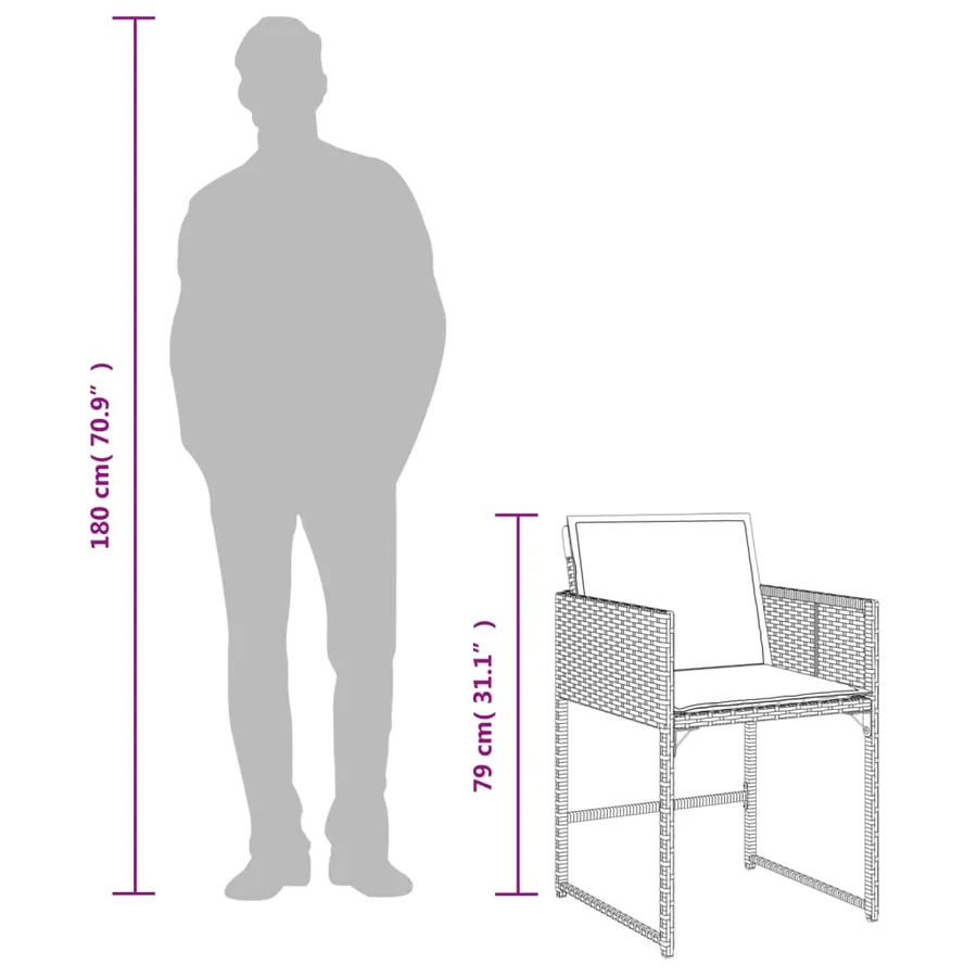 Chaises de jardin lot de 4 avec coussins noir résine tressée - 12