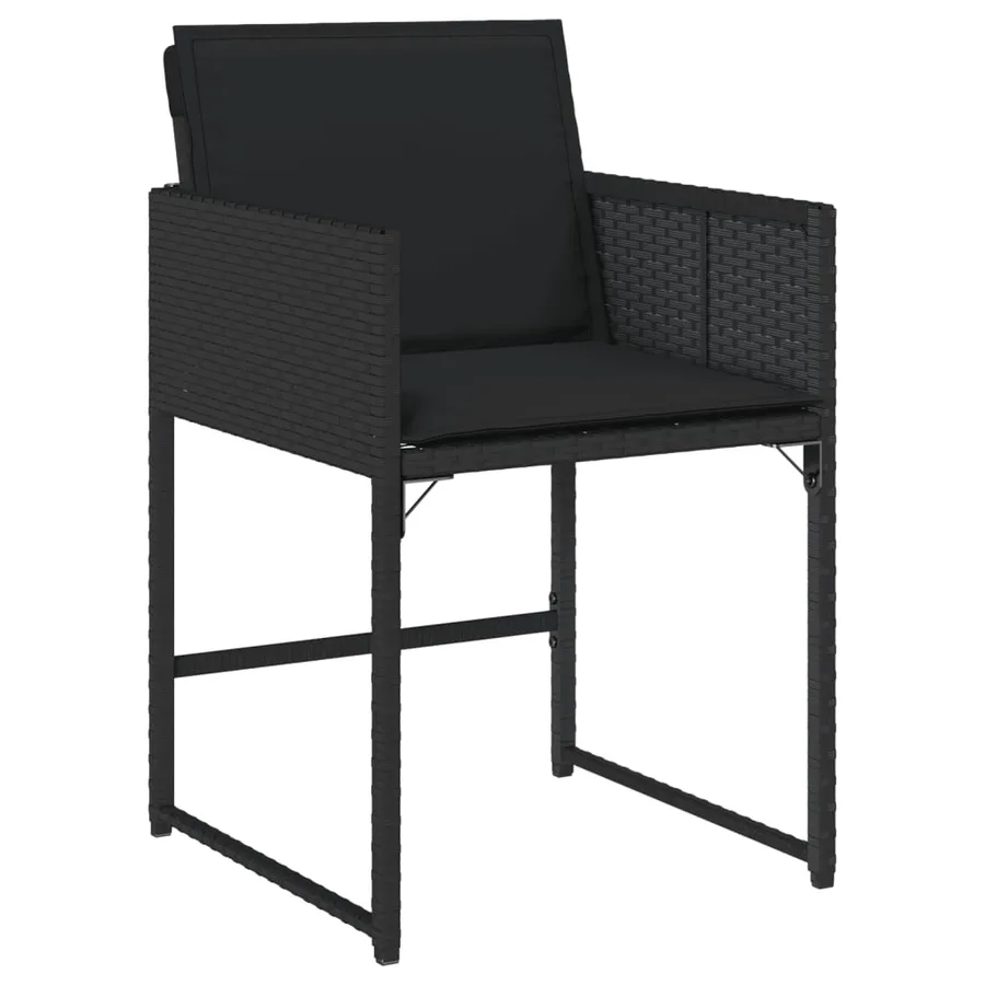 Chaises de jardin lot de 4 avec coussins noir résine tressée - 3