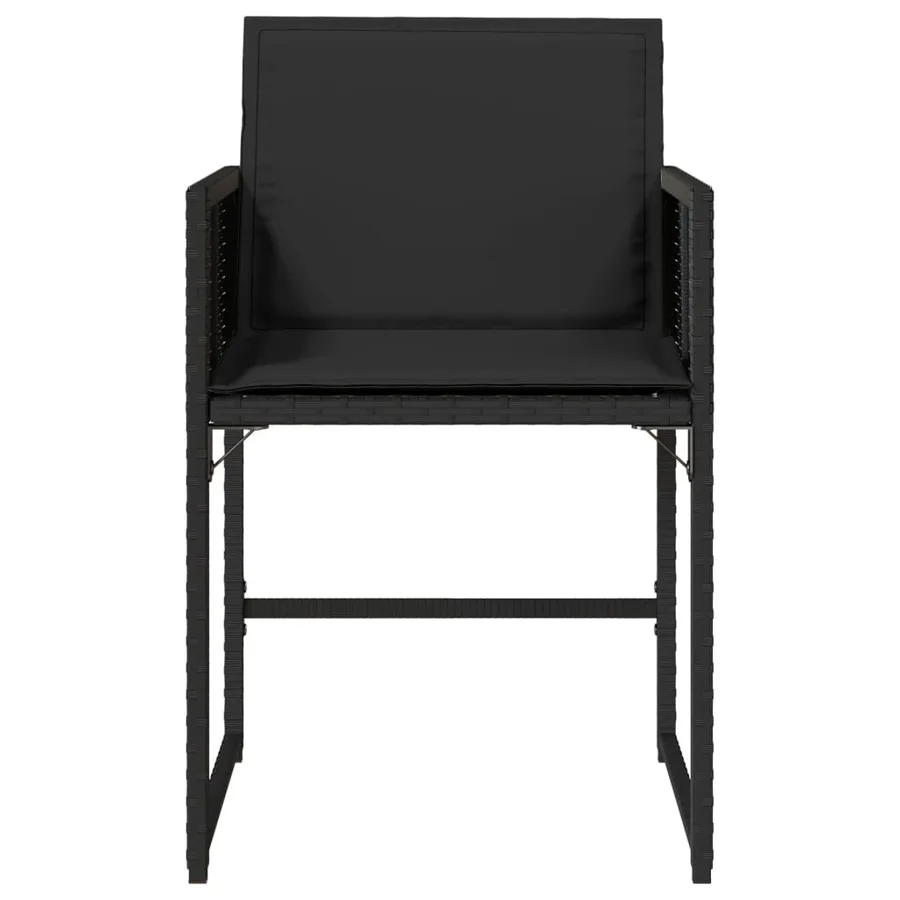 Chaises de jardin lot de 4 avec coussins noir résine tressée - 5