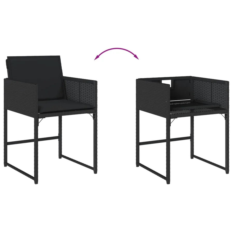 Chaises de jardin lot de 4 avec coussins noir résine tressée - 8