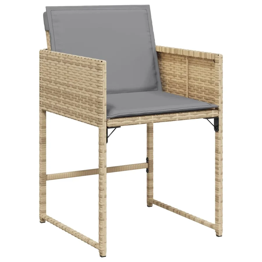 Chaises de jardin avec coussins lot de 4 mélange beige - 3