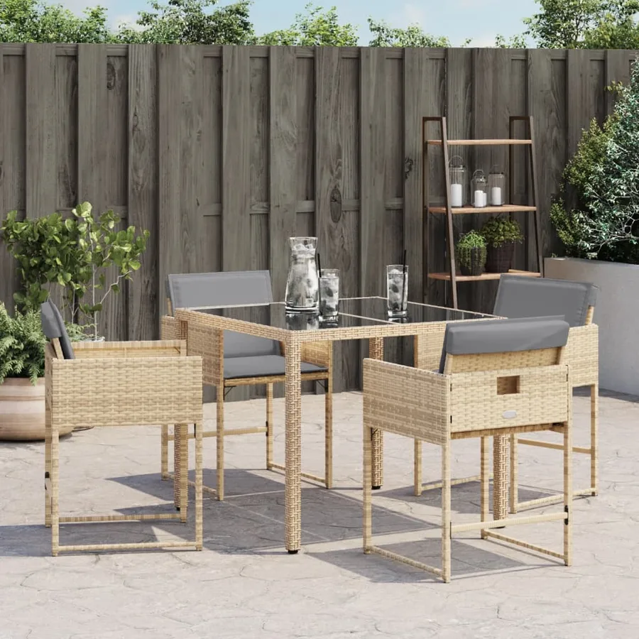 Chaises de jardin avec coussins lot de 4 mélange beige - 4