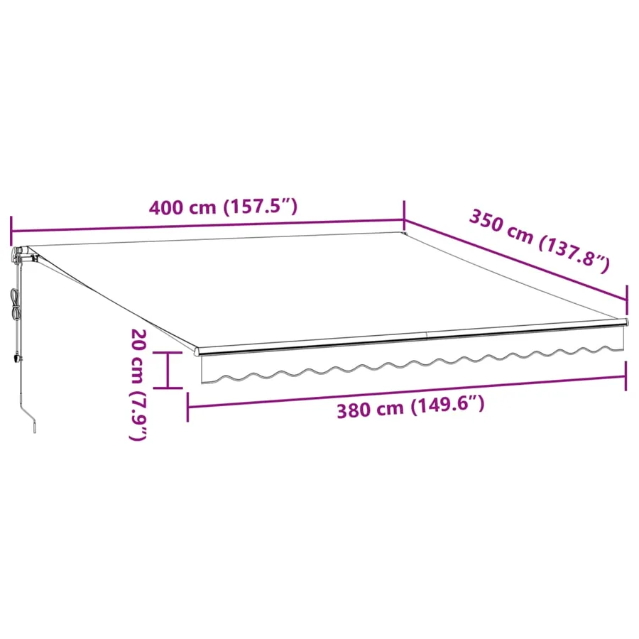 Auvent rétractable automatique bordeaux 400x350 cm - 11