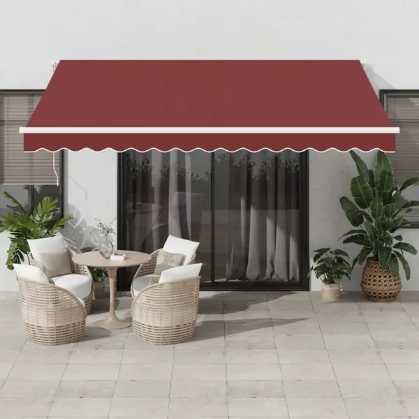 Auvent manuel rétractable avec LED bordeaux 400x350 cm