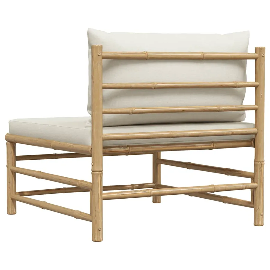 Garden middle sofa with cushions creamy white Bamboo - 6