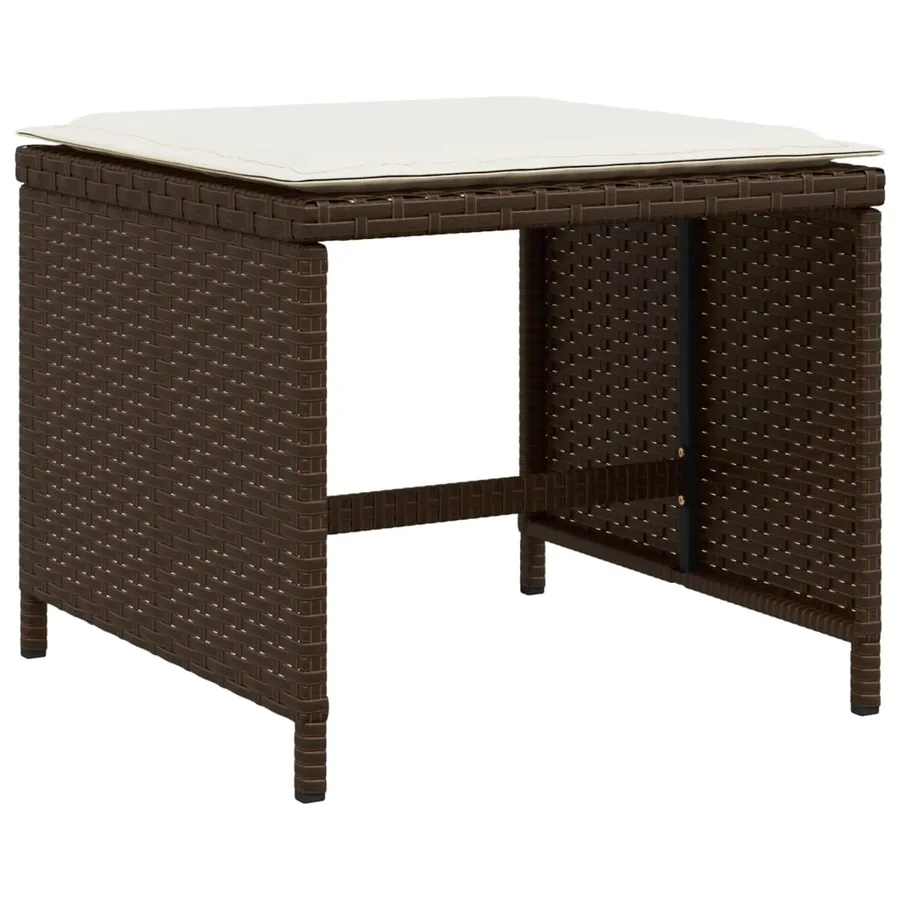 Ensemble à manger de jardin avec coussins 13 pcs marron rotin - 6