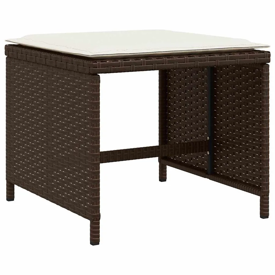Ensemble à manger de jardin avec coussins 15 pcs marron rotin - 6