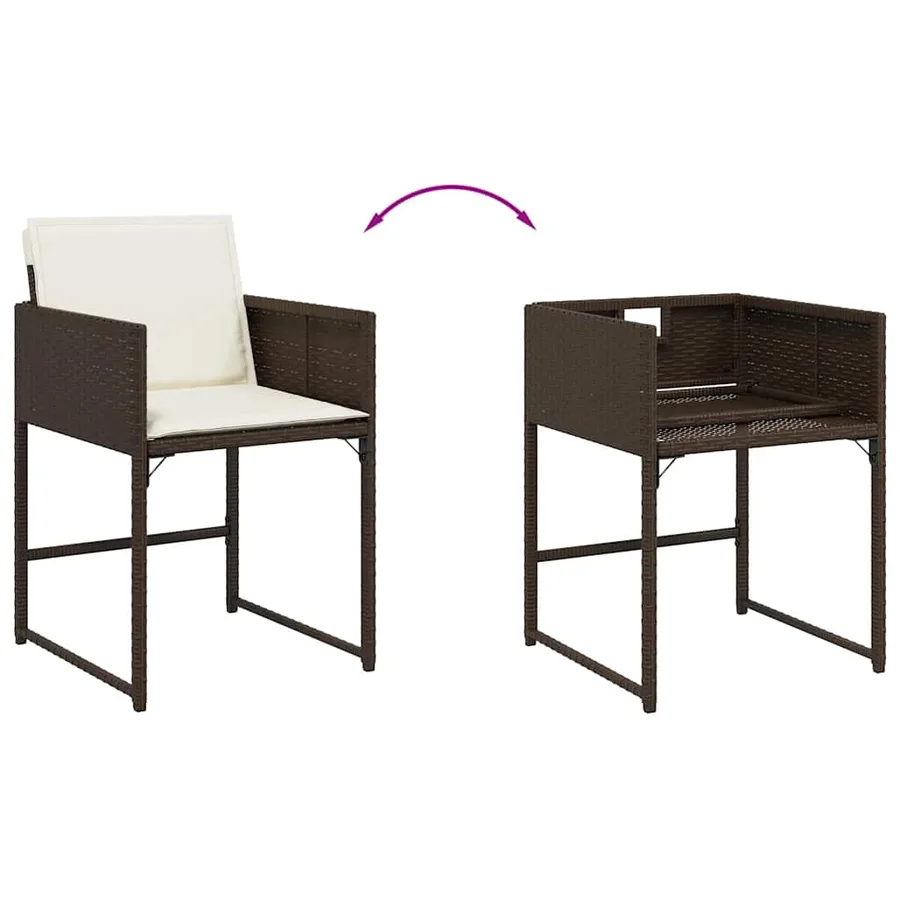 Ensemble à manger de jardin et coussins 9 pcs marron poly rotin - 10