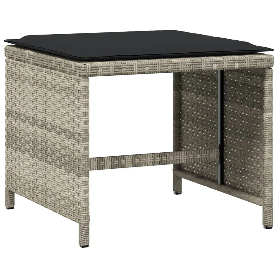 Ensemble à manger de jardin et coussins 17 pcs gris clair rotin - 6