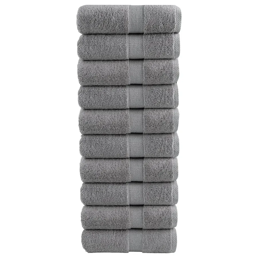 Serviettes de toilette premium SOLUND 10 pièces Gris 30 x 30 cm 600 g/m²