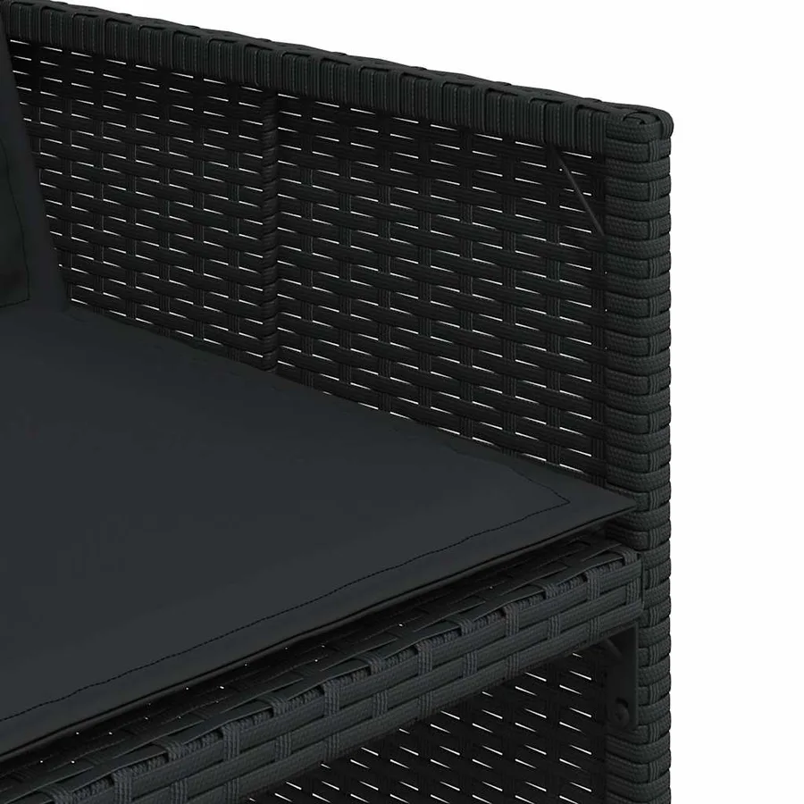 Ensemble à manger de jardin 9pcs coussins noir résine tressée - 9
