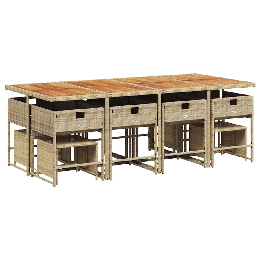 Ensemble à manger de jardin et coussins 13 pcs beige - 6