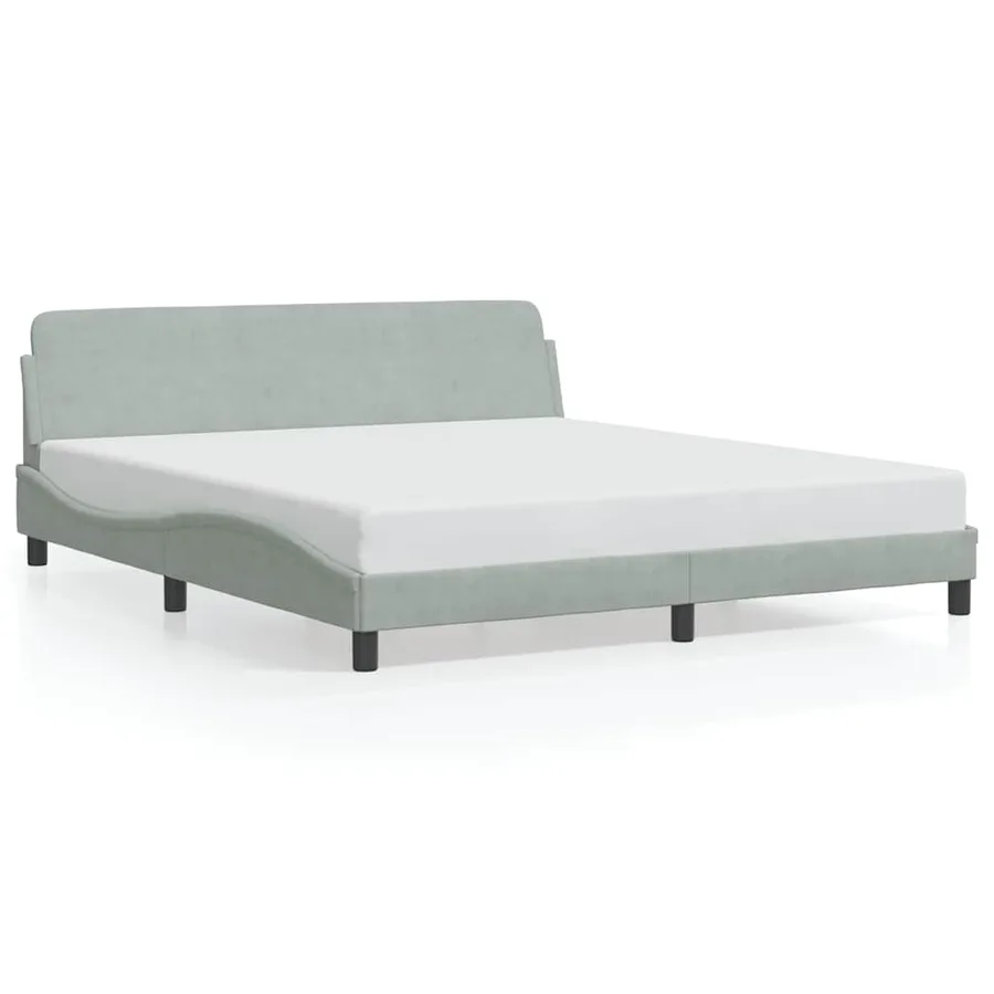 Cadre de lit Dover Gris clair 180x200 cm velours - 2